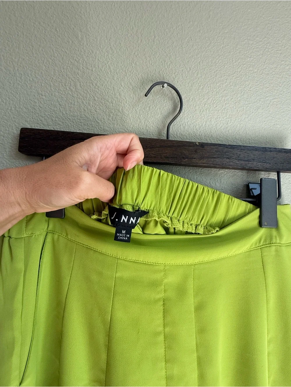 Neon green j.NNA for Dressed in LALA wide leg pants